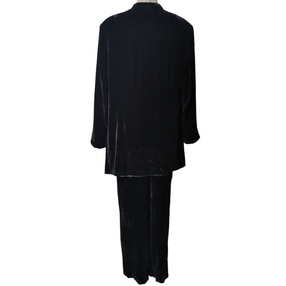 WINDS MOOR Gorgeous Beaded Black Terciopelo Two Pieces Pants and Jacket Size 16 - Picture 13 of 16